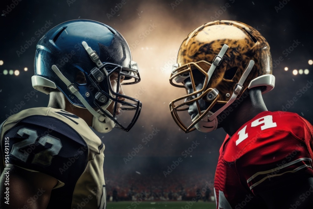 American Football football stadium helmet. American Football football stadium helmet.