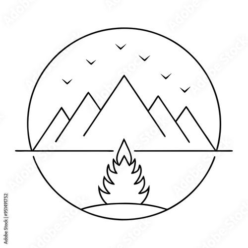 Vintage Mountain Adventure and Outdoor Logo Template with Retro Elements
