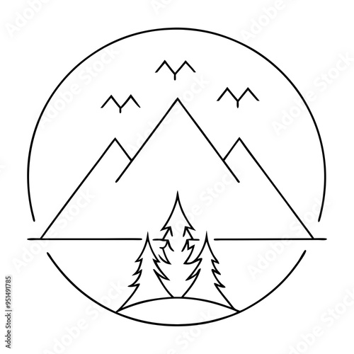 Vintage Mountain Adventure and Outdoor Logo Template with Retro Elements