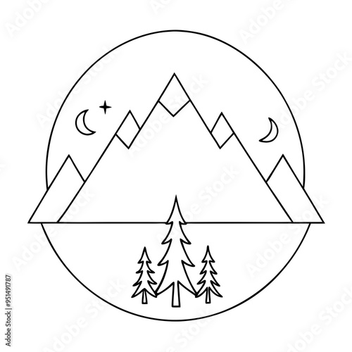 Vintage Mountain Adventure and Outdoor Logo Template with Retro Elements