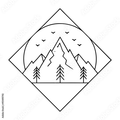 Vintage Mountain Adventure and Outdoor Logo Template with Retro Elements