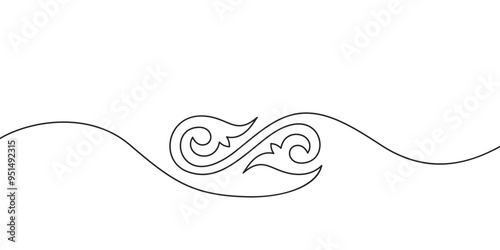 Kazakh ornament made of continuous line drawing, Vector illustration design element