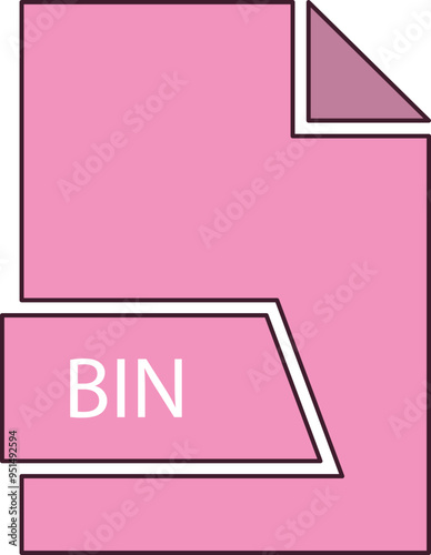 BIN File format icon in shapes 2 colors and side contour