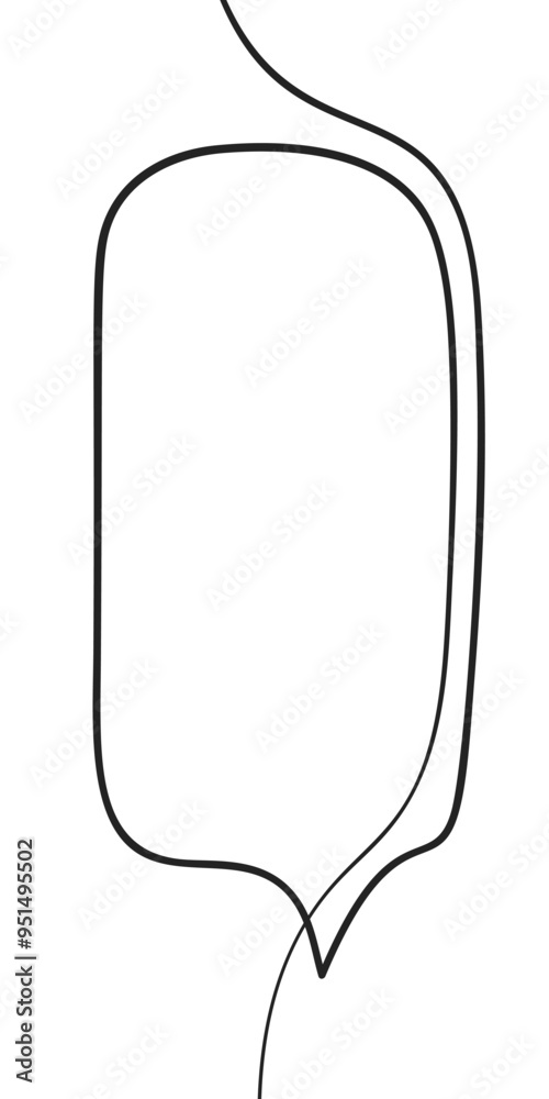 Vertical speech bubble with rounded corners hand drawn of one continuous line, Design element Vertical speech bubble with rounded corners hand drawn of one continuous line, Design element