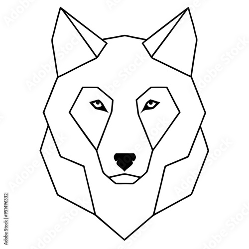 Geometric Wolf Illustration in - Monochromatic Vector