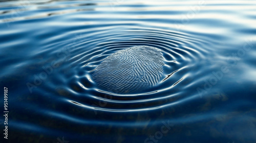 Abstract background is formed as a fingerprint dissolves into ripples on a water surface