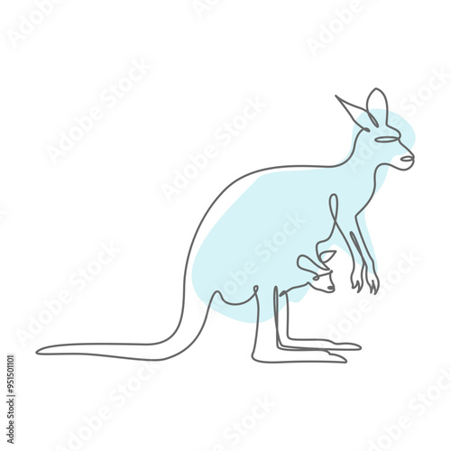 kangaro Pastel Color Line Art Animal