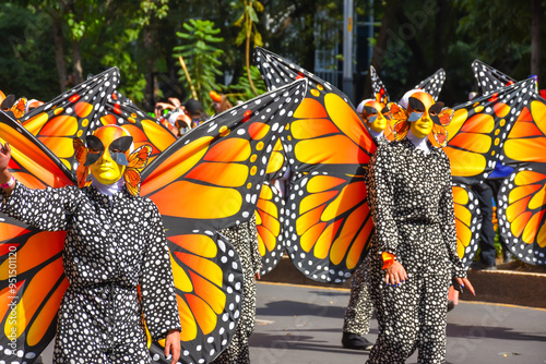 Day of the dead parade in Mexico city, Participants representing monarch butterflies