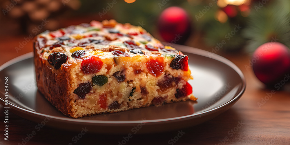 Christmas Fruitcake Close-Up Christmas Fruitcake Close-Up