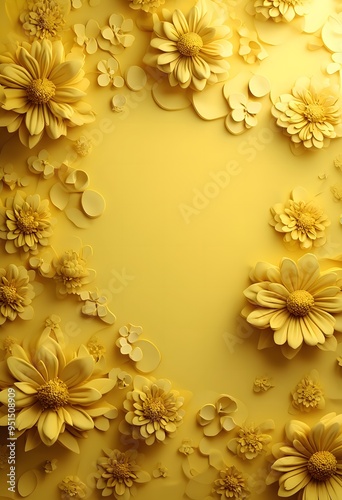 Wallpaper Mural 3D Abstract yellow floral background Torontodigital.ca