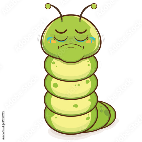 worm crying face cartoon cute