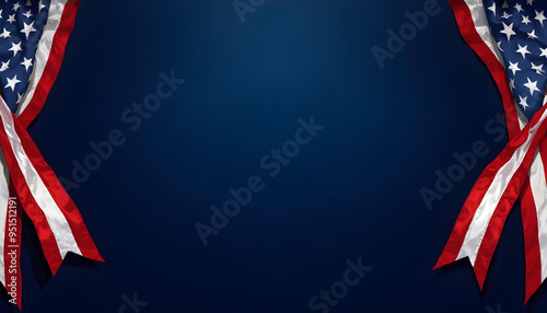 American Flag Curtains on a Dark Blue Background