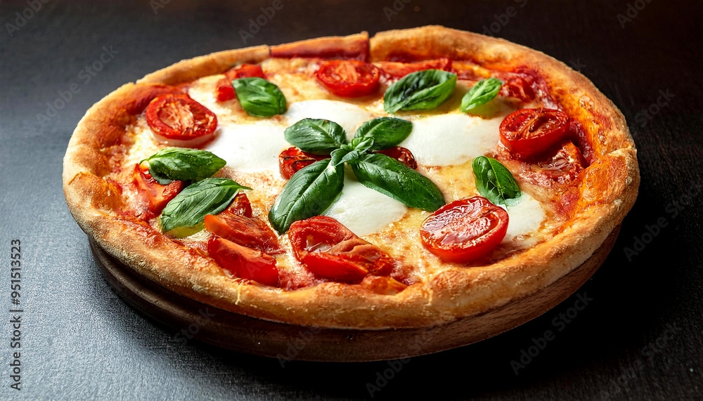 Classic Italian Pizza with Crispy Crust, Fresh Basil, Tomatoes, and Mozzarella Classic Italian Pizza with Crispy Crust, Fresh Basil, Tomatoes, and Mozzarella
