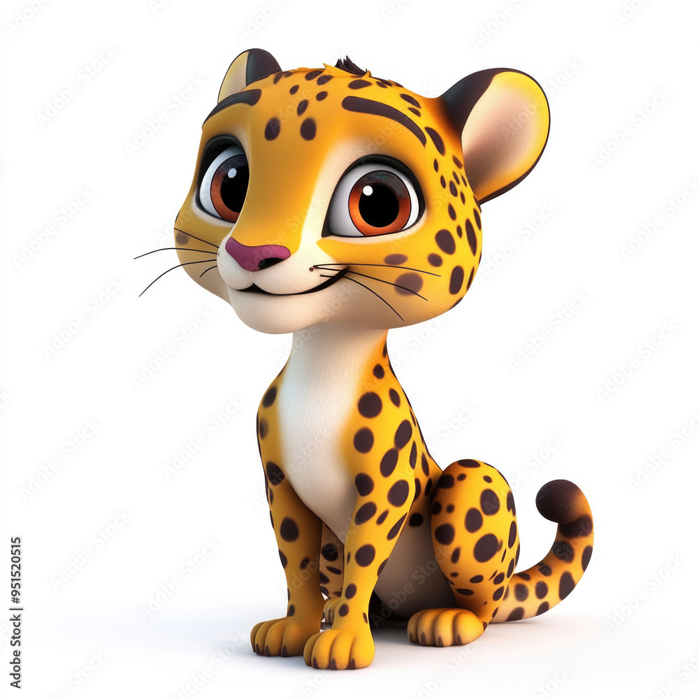 3D cartoon, a cheetah. on a solid white background 3D cartoon, a cheetah. on a solid white background