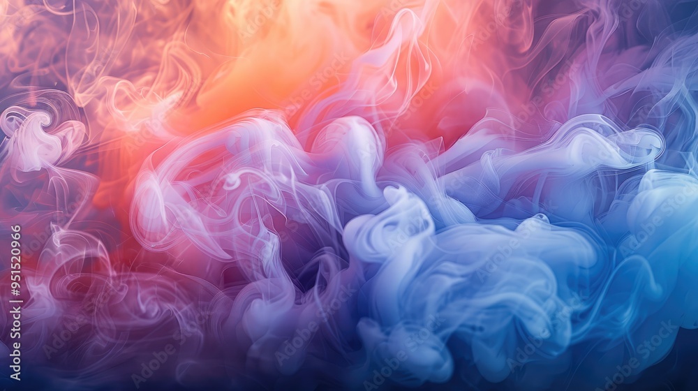 Swirling clouds of smoke in vibrant colors. Generative AI.