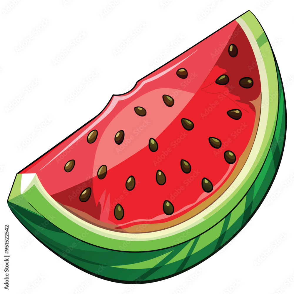 Sweet red watermelon slice on white background