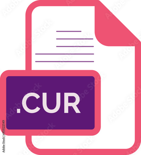 CUR File extension icon color fill rounded corners inside transparent