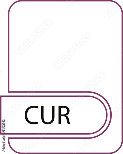 CUR File format icon black outline and light color