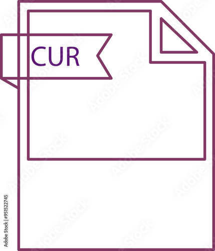 CUR File format icon black outline and light color text