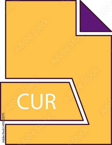CUR File format icon in shapes 2 colors and side contour