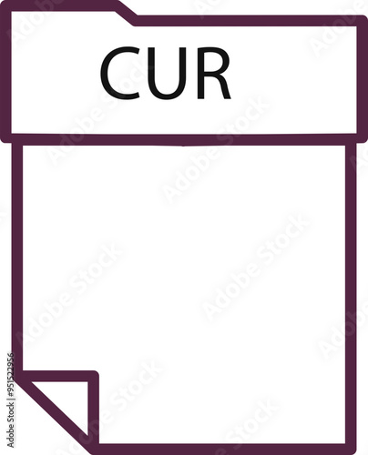 CUR File format minimal icon with thick outline
