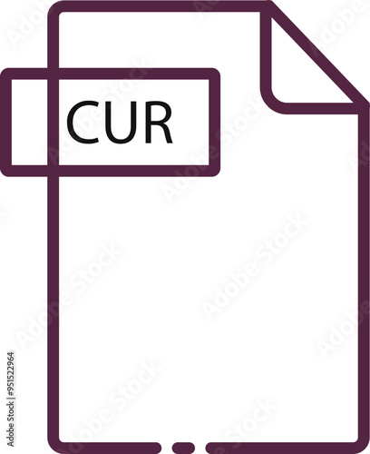 CUR File format minimal icon with black outline