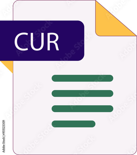 CUR File icon with folded style document