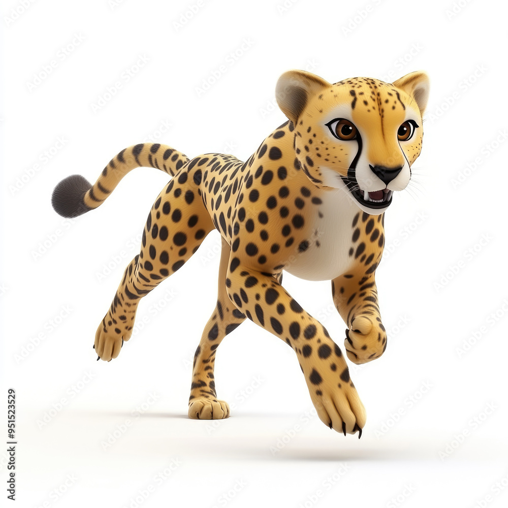 3D cartoon, a cheetah. on a solid white background 3D cartoon, a cheetah. on a solid white background