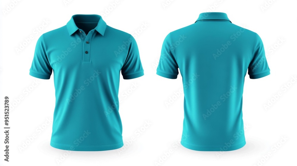 Turquoise Polo Shirt Front and Back View Generative AI Turquoise Polo Shirt Front and Back View Generative AI