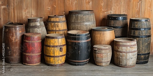 Vintage wooden barrels 