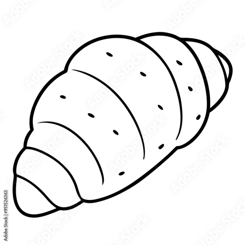 Delicious almond croissant line art vector illustration
