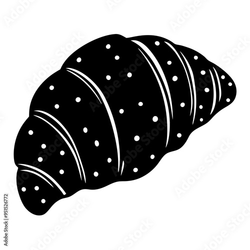 Delicious almond croissant silhouette vector illustration
