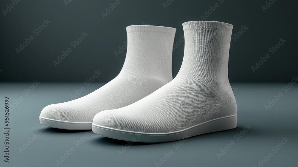 White Minimalist Shoes on Green Background Generative AI
