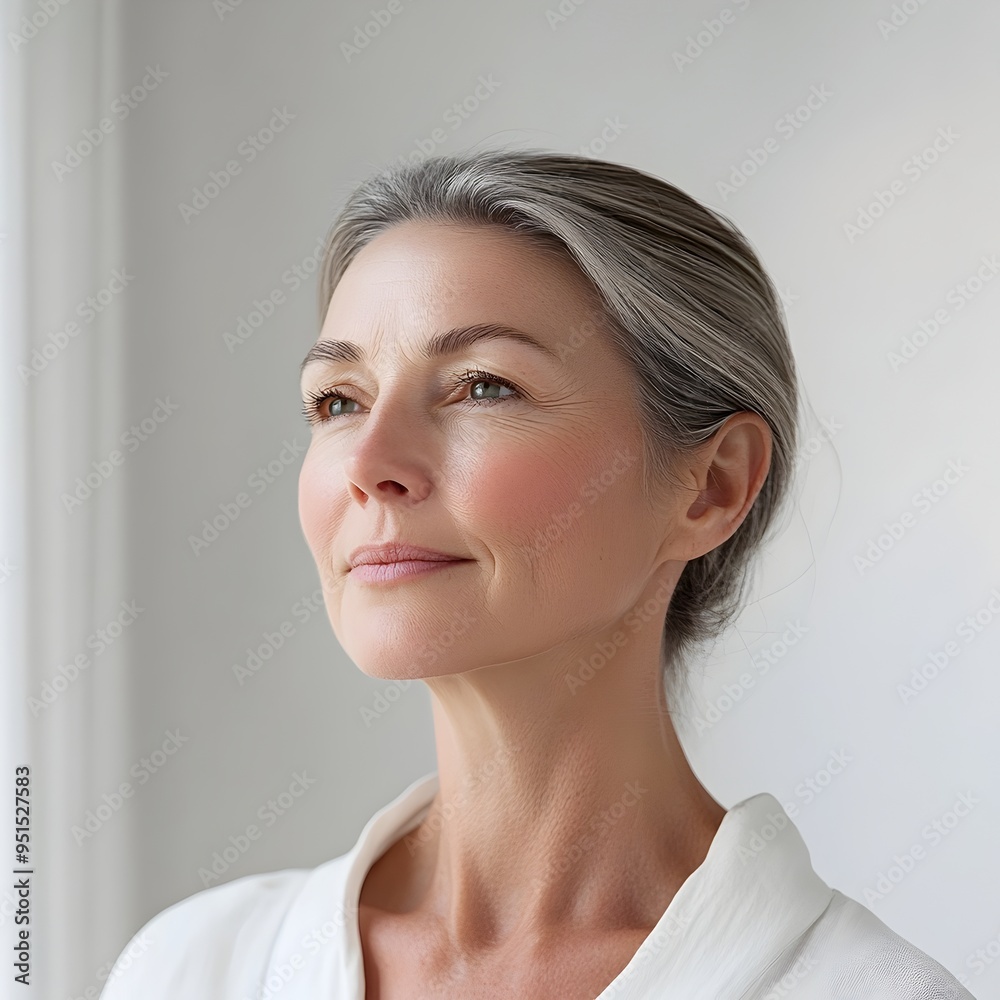 Elegant Anti Aging Skin Care Product Advertisement Showcasing Serene Flawless Woman Elegant Anti Aging Skin Care Product Advertisement Showcasing Serene Flawless Woman