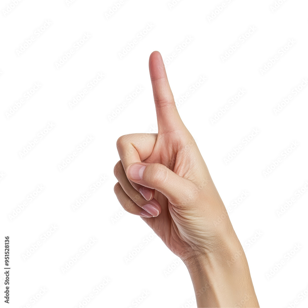 Hand pointing upward with the index finger extended, making a gesture of attention or direction. Isolated on transparent background, png. Hand pointing upward with the index finger extended, making a gesture of attention or direction. Isolated on transparent background, png.