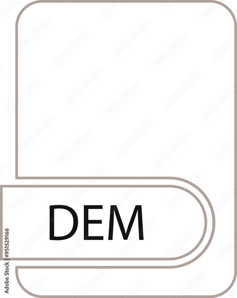 DEM File format icon black outline and light color DEM File format icon black outline and light color