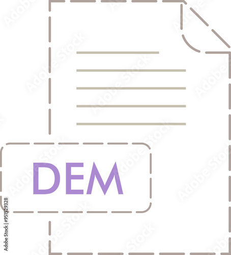 DEM File format icon rounded dashed outline