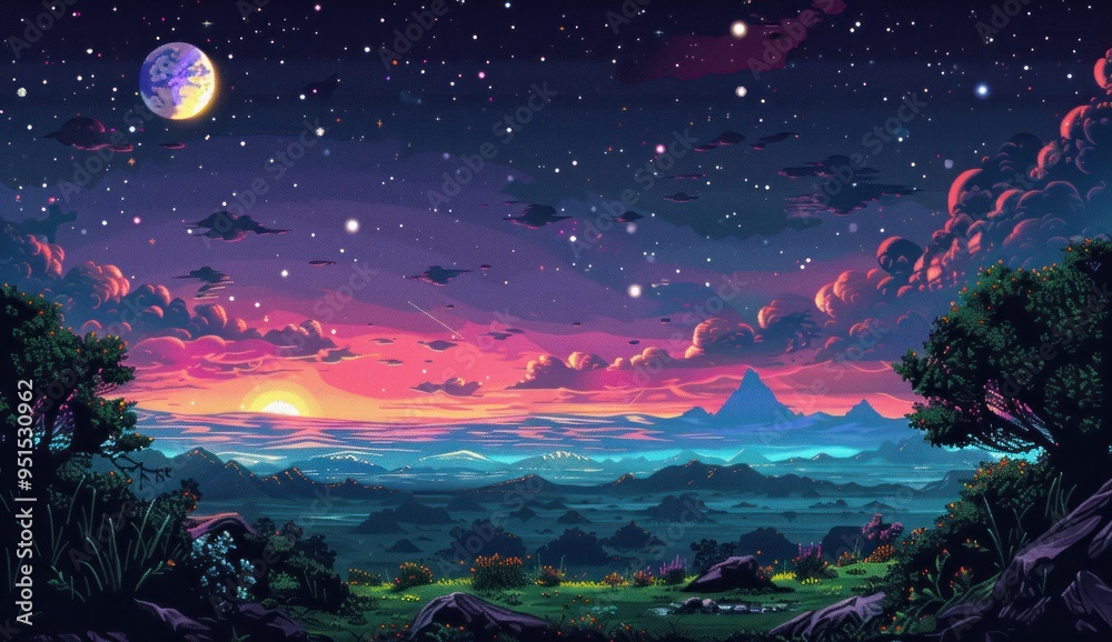 Starry Night Landscape Starry Night Landscape