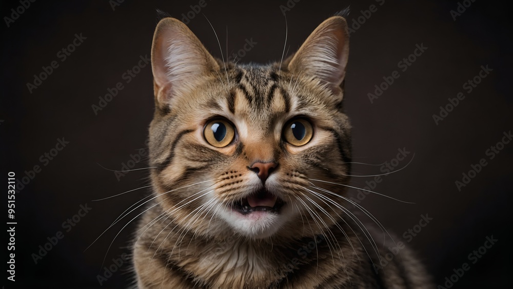 Studio portrait of funny and excited cat face showing shocked or surprised expression isolated on transparent png background.
Studio portrait of funny and excited cat face showing shocked or surprised expression isolated on transparent png background.