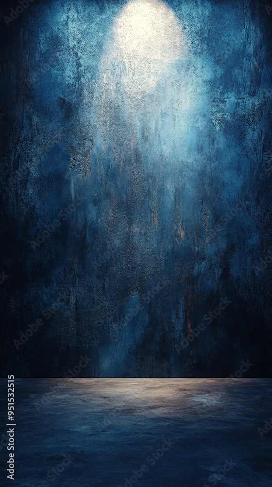 Matte Dark Blue Wall with Soft Spotlight and Subtle Shadow Matte Dark Blue Wall with Soft Spotlight and Subtle Shadow