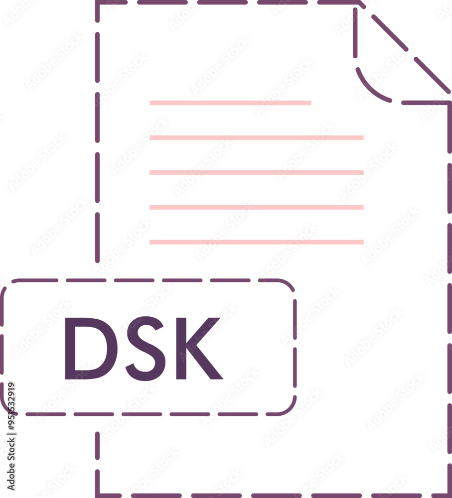 DSK File format icon rounded dashed outline DSK File format icon rounded dashed outline
