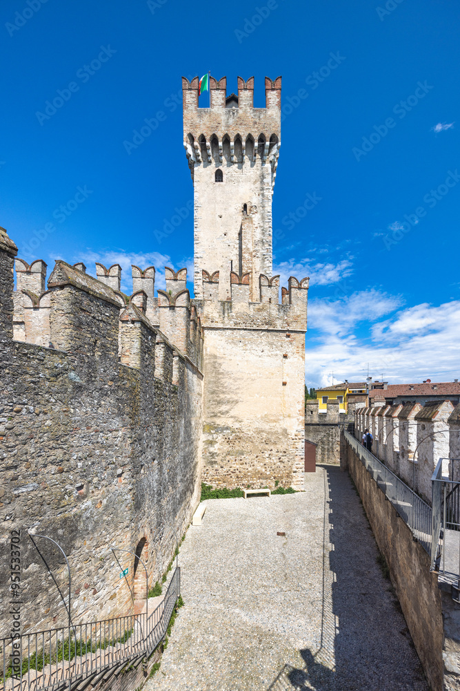 Obraz premium Scaligero Castle in historical centre of Sirmione, on Lake Garda, Italy, Europe.