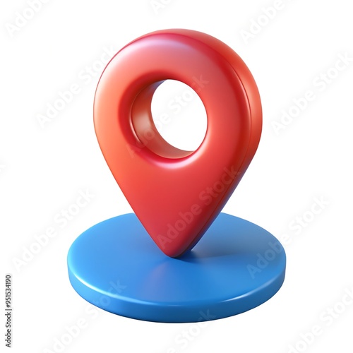 Location pin 3D render icon isolated on white background