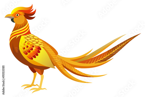 Golden pheasant vector art illustration photo