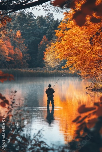 Autumn Fishing Adventure - Serene Reflections on the Lake