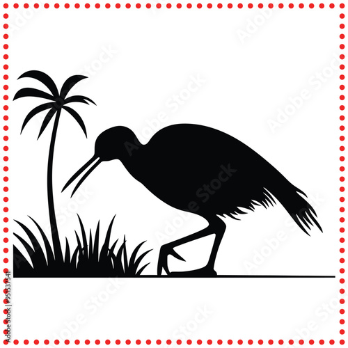 Tropical Bird Silhouette Vector with Palm Tree   Perfect for Nature Themed Art, Logos, and Eco Friendly Branding photo