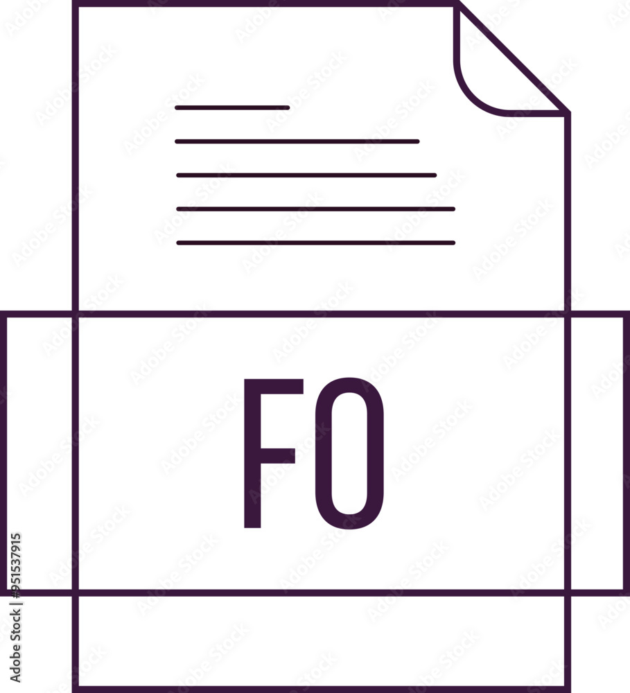 FO File icon crisp thick outline sharp corners