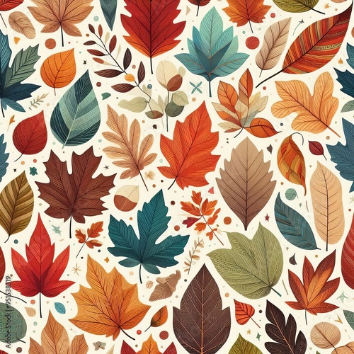 Autumn Leaf Seamless Pattern Illustration for Nature Wallpaper Design