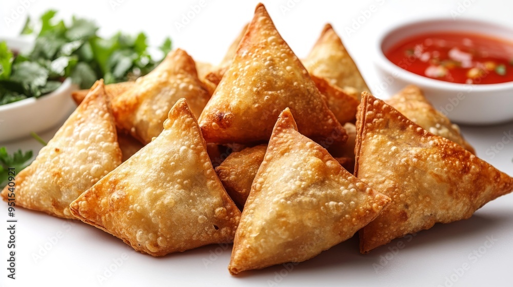 Golden Fried Samosas with Dip Generative AI Golden Fried Samosas with Dip Generative AI