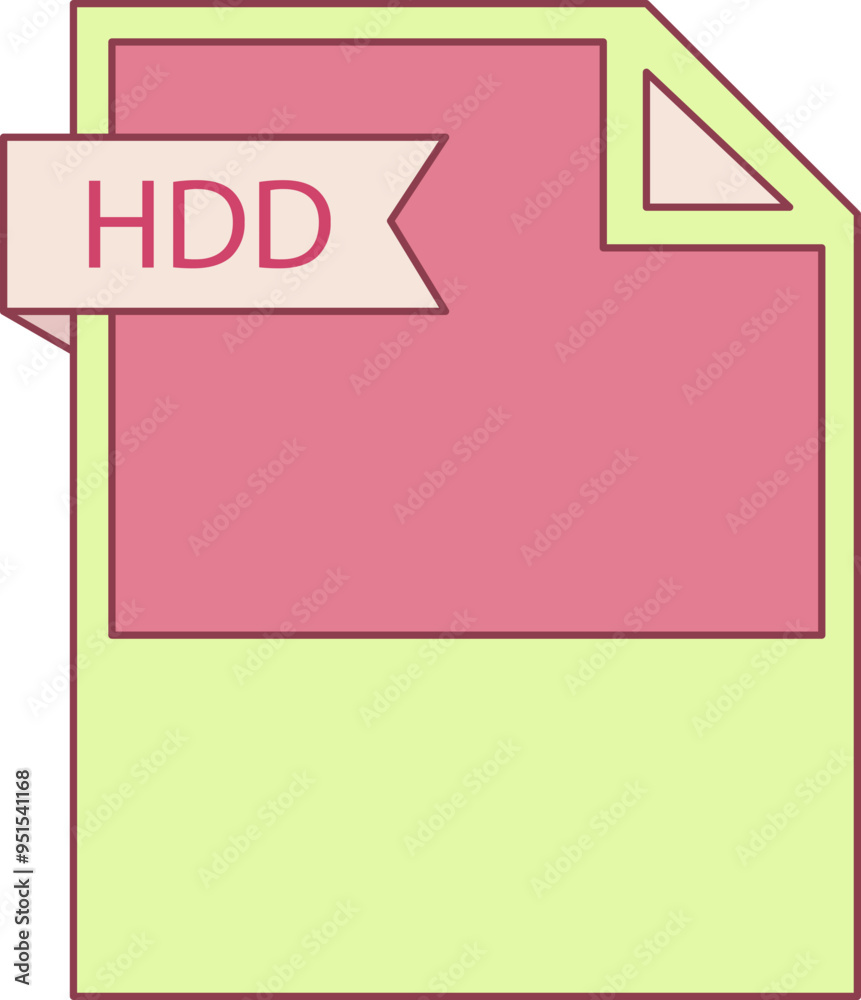 HDD File format icon black outline and light color text HDD File format icon black outline and light color text